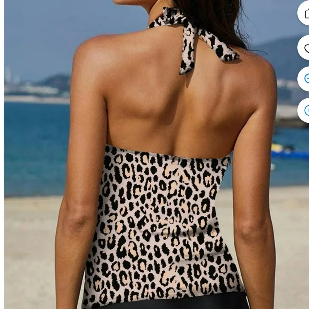 Womens Tankini Swimsuits Two piece Tummy Control Bathing Suit Modest NWT Size M - Picture 2 of 4